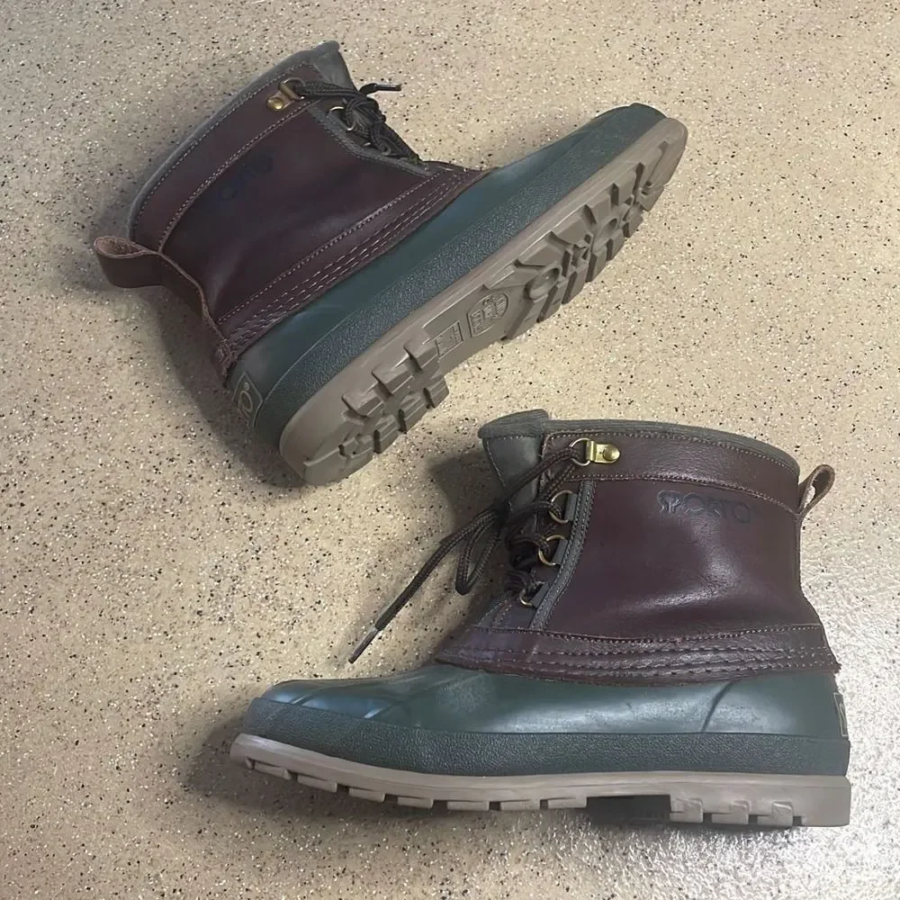 Sporto Vtg 90s Original Duck Boots 7 Green Brown